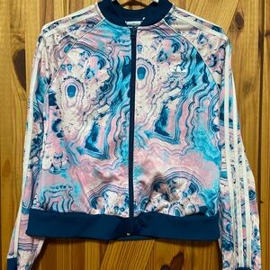 Adidas Kids Pink and Blue Abstract Bomber Jacket